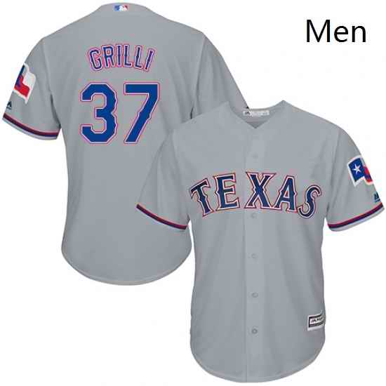 Mens Majestic Texas Rangers 37 Jason Grilli Replica Grey Road Cool Base MLB Jersey